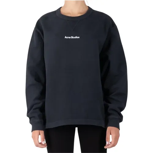 Schwarzer Baumwoll-Sweatshirt Moderne Frau , Damen, Größe: XS - Acne Studios - Modalova