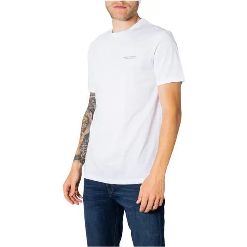 Weißes kurzärmeliges T-Shirt für Herren , Herren, Größe: 2XL - Armani Exchange - Modalova