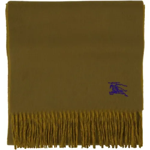 Winter Scarves, unisex, , Size: ONE SIZE Solid Wool Scarf - Khaki Cashmere - Burberry - Modalova