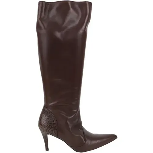 Pre-owned Leather boots , female, Sizes: 7 UK - Salvatore Ferragamo Pre-owned - Modalova