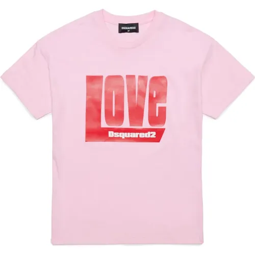 Rundhals T-Shirt mit Love-Schriftzug - Dsquared2 - Modalova
