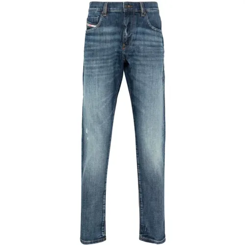 Blaue Zerrissene Slim Fit Jeans - Diesel - Modalova