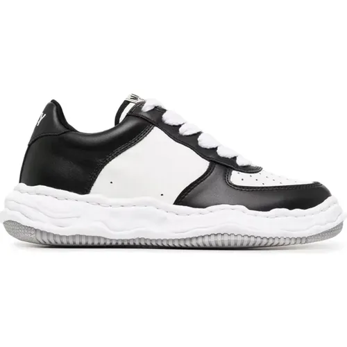 Sneakers, male, , Size: 7 US Black/White Leather Low Top Sneaker - Mihara Yasuhiro - Modalova