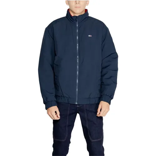 Blaue Bedruckte Reißverschlussjacke Herren Herbst/Winter , Herren, Größe: XL - Tommy Hilfiger - Modalova