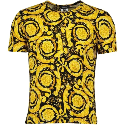 Barocco Print Rundhals T-shirt - Versace - Modalova