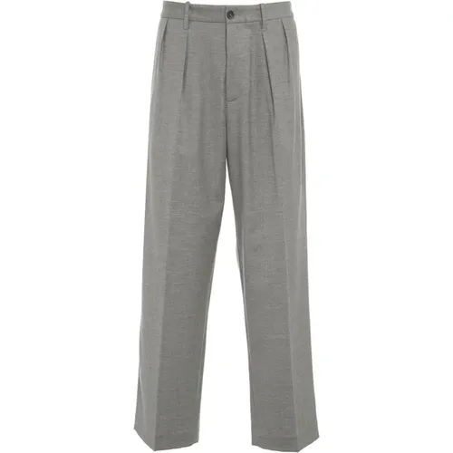 Wide Trousers, male, , Size: S Grey Trousers Aw24 Model Height 190cm - Nine In The Morning - Modalova