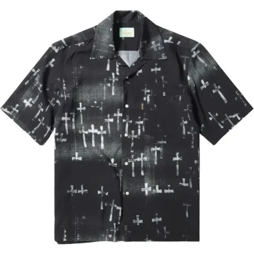 Hawaiianischer Stil Schwarzes Hemd , Herren, Größe: S - Aries - Modalova