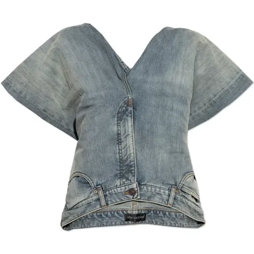 Denim top with vintage effect , female, Sizes: XS - Balenciaga - Modalova