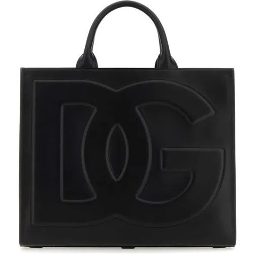 Schwarze Leder DG Daily Einkaufstasche - Dolce & Gabbana - Modalova
