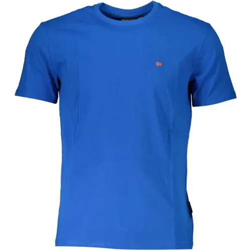 Blau Baumwolle Besticktes Logo T-Shirt , Herren, Größe: 2XL - Napapijri - Modalova