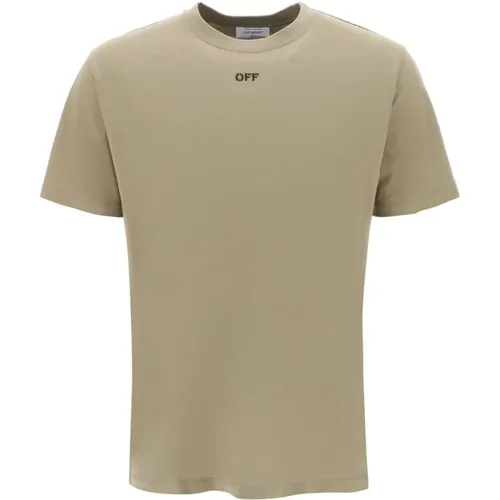 T-Shirt mit Pfeil-Stickerei , Herren, Größe: L - Off White - Modalova