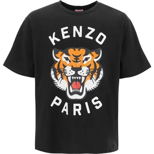 Lucky Tiger Logo Oversized T-Shirt , Herren, Größe: L - Kenzo - Modalova