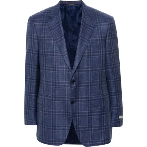 Checkered Wool and Silk Blazer , male, Sizes: 2XL, L - Canali - Modalova