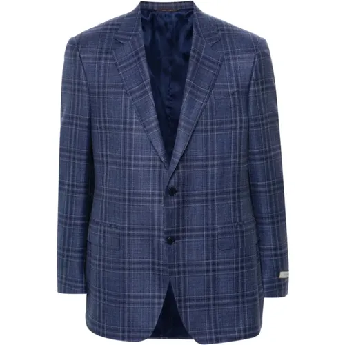 Checkered Wool and Silk Blazer , male, Sizes: 3XL, 2XL, L - Canali - Modalova