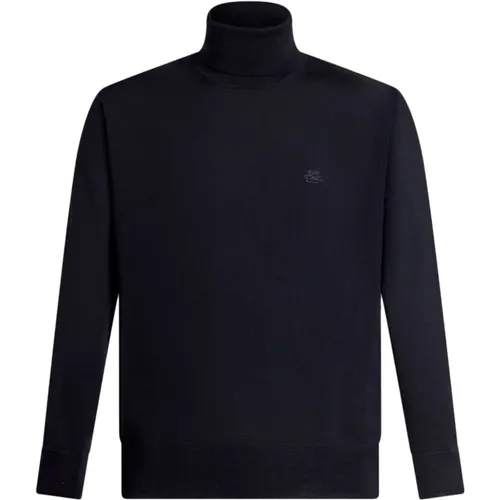 Navy Blauer Wollpullover Pegaso Motiv , Herren, Größe: S - ETRO - Modalova