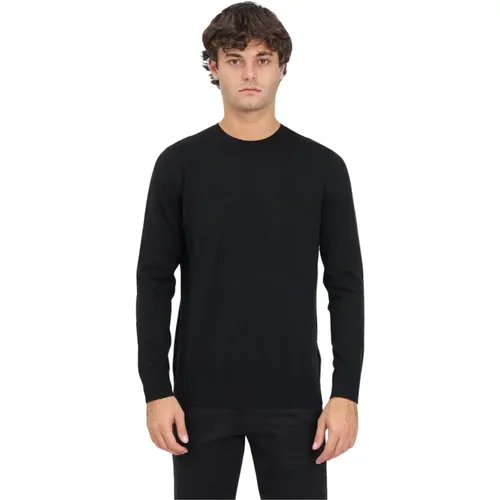 Schwarzer Pullover mit Texturierten Details , Herren, Größe: L - Selected Homme - Modalova