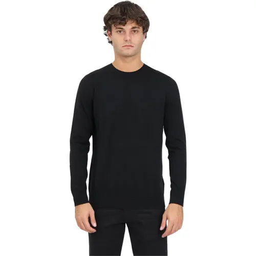 Schwarzer Pullover mit Texturierten Details , Herren, Größe: M - Selected Homme - Modalova