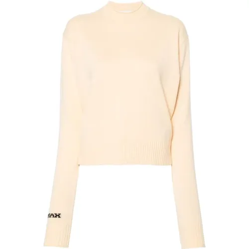 Gelber Woll-Crewneck-Pullover , Damen, Größe: L - SPORTMAX - Modalova