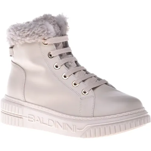 Combat boots in vanilla leather and sheepskin , Damen, Größe: 37 1/2 EU - Baldinini - Modalova