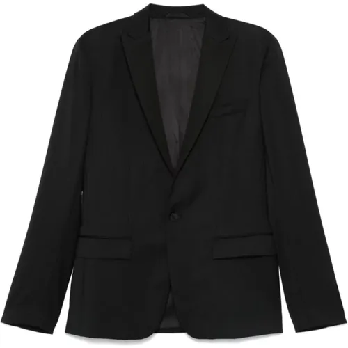 Blazers, male, , Size: M Wool Jacket Peak Lapels - Calvin Klein - Modalova