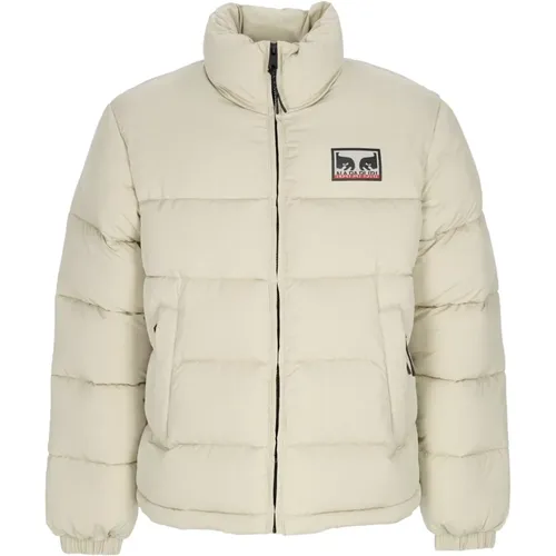 Winter Jackets, male, , Size: XL Cream Puffer Down Jacket High Neck - Obey - Modalova