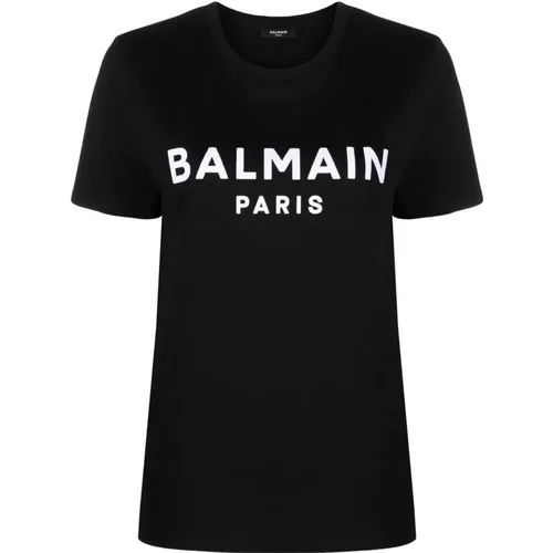 Flock t-shirt button , female, Sizes: XS - Balmain - Modalova