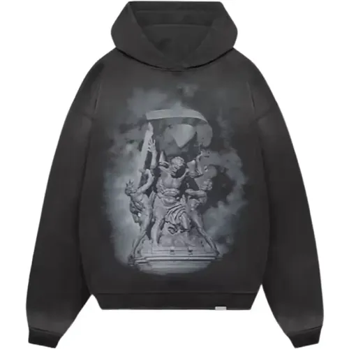 Hoodies, male, , Size: XL Atlas Print Hoodie, Grey - Represent - Modalova