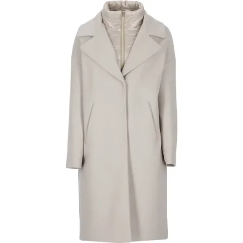 Elegant Grey Wool Coat , female, Sizes: S - Herno - Modalova