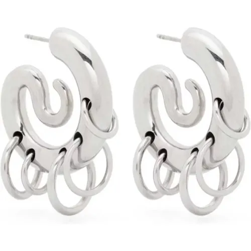 Earrings, female, , Size: ONE SIZE Serpent Hoop Earrings with Dangling Rings - Panconesi - Modalova