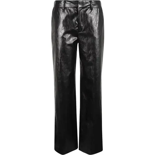 Straight Trousers, female, , Size: XS Faux Leather Trousers Aw24 - Federica Tosi - Modalova