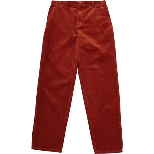 Straight Trousers, male, , Size: W31 L32 Corduroy Heavy Pants in Red - Les Deux - Modalova