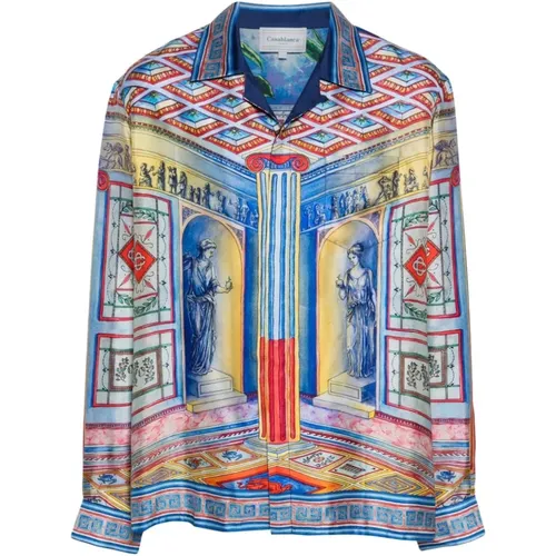 Satin Finish La Temple Print Shirt , male, Sizes: M, L, S - Casablanca - Modalova