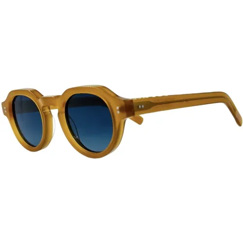 Sunglasses, unisex, , Size: ONE SIZE Handmade Round Sunglasses Amber Blue - Kaleos - Modalova