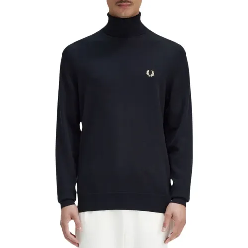 Turtlenecks, male, , Size: XL Navy High Neck Turtleneck - Fred Perry - Modalova