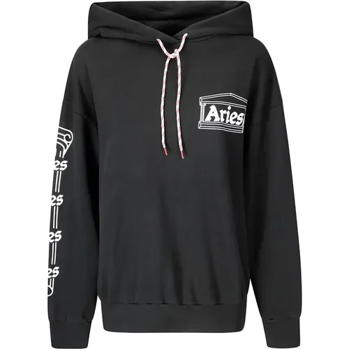 Hooded Cotton Sweatshirt with Front Logo , male, Sizes: XL, M, L, S, XS - Aries - Modalova