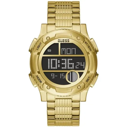 Watches, female, , Size: ONE SIZE Golden Stainless Steel Digital Quartz Watch - Guess - Modalova