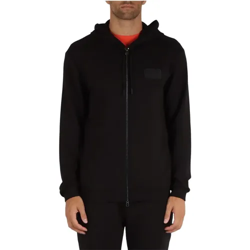 Hoodie with zip in modal blend , male, Sizes: L, XL, M, 2XL - Emporio Armani EA7 - Modalova