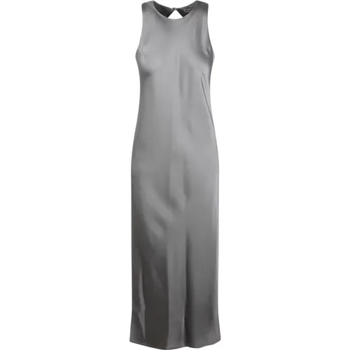 Satin-Langes Kleid mit Seitenschlitzen , Damen, Größe: L - Herno - Modalova