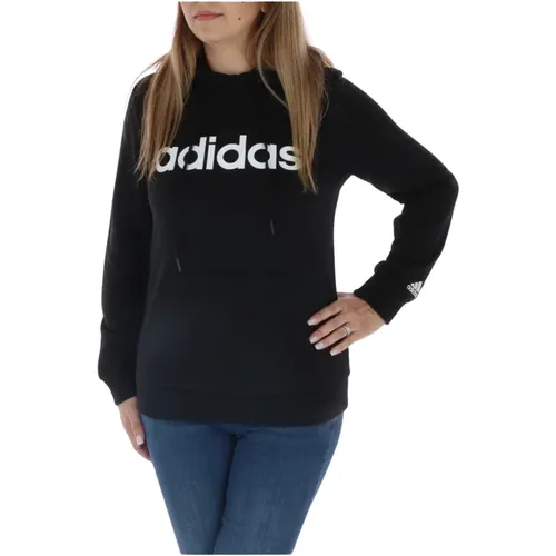 Schwarzer Bedruckter Kapuzenpullover Damen - Adidas - Modalova