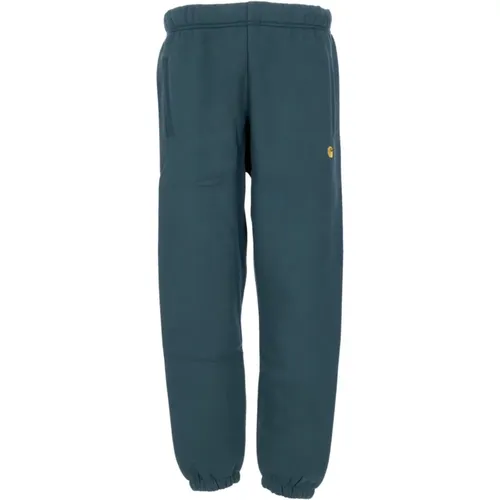 Sweatpants, male, , Size: XL Juniper/Gold Men's Sweatpants - Carhartt WIP - Modalova