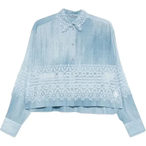 Shirts, female, , Size: M Embroidered Shirt - Ermanno Scervino - Modalova