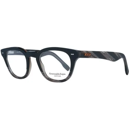 Glasses, male, , Size: ONE SIZE Black Trapezium Optical Frames with Spring Hinge - Ermenegildo Zegna - Modalova