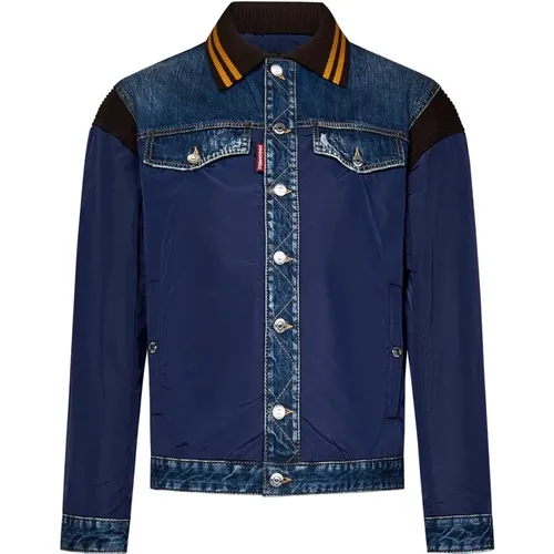 Striped Worker Jacket in Nylon , male, Sizes: XL, S, M - Dsquared2 - Modalova