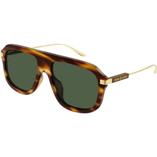 Stylische Sonnenbrille in Havana/Grün , Herren, Größe: 57 MM - Gucci - Modalova