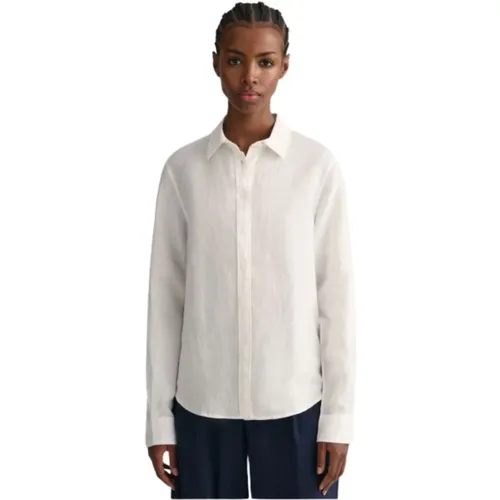 Reguläres Leinen Chambray Hemd , Damen, Größe: L - Gant - Modalova