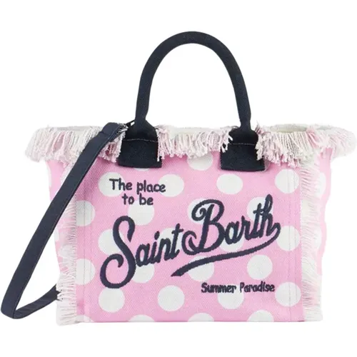 Pink Canvas Fringed Shoulder Bag , female, Sizes: ONE SIZE - MC2 Saint Barth - Modalova