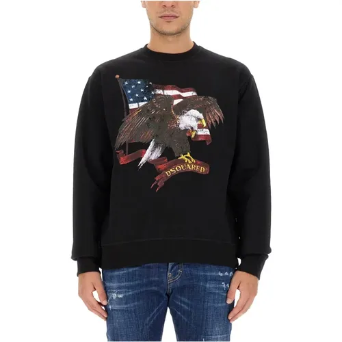 Cool Fit Baumwoll-Sweatshirt Made in Italy , Herren, Größe: L - Dsquared2 - Modalova