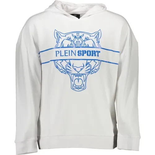 Weißer Baumwollhoodie mit Druck , Herren, Größe: M - Plein Sport - Modalova