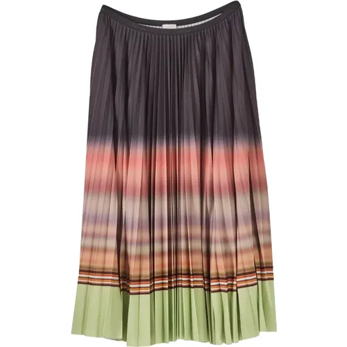 Midi Skirts, female, , Size: S Gradient Striped Pleated Midi Skirt - PS By Paul Smith - Modalova