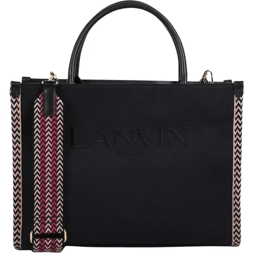 Tote Bags, female, , Size: ONE SIZE Chevron Edge Embroidered Logo Bag - Lanvin - Modalova